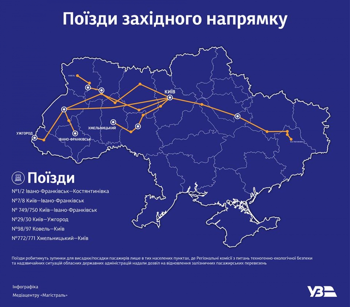 Pociągi dalekobieżne w kierunku zachodniej Ukrainy wyruszyły w pierwsze loty po kwarantannie